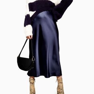 Topshop Satin Midi Slip Bias Skirt